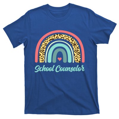 School Counselor Boho Leopard Rainbow Guidance Counseling Cute Gift T-Shirt