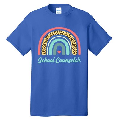 School Counselor Boho Leopard Rainbow Guidance Counseling Cute Gift Tall T-Shirt