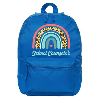 School Counselor Boho Leopard Rainbow Guidance Counseling Cute Gift 16 in Basic Backpack