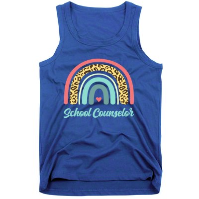 School Counselor Boho Leopard Rainbow Guidance Counseling Cute Gift Tank Top