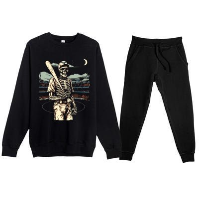 Spooky Creepy Baseball Skeleton Halloween Boy Premium Crewneck Sweatsuit Set