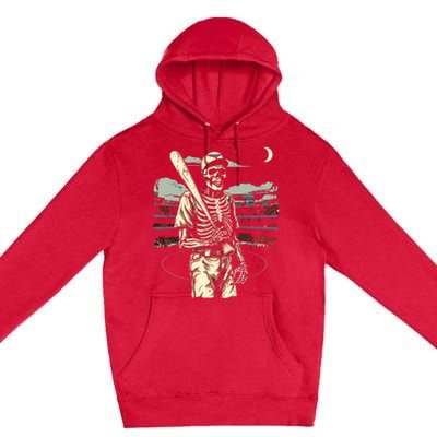 Spooky Creepy Baseball Skeleton Halloween Boy Premium Pullover Hoodie