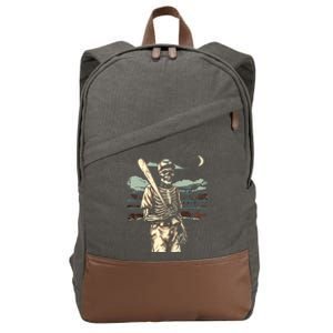 Spooky Creepy Baseball Skeleton Halloween Boy Cotton Canvas Backpack