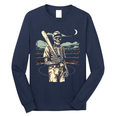 Spooky Creepy Baseball Skeleton Halloween Boy Long Sleeve Shirt