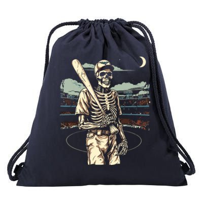 Spooky Creepy Baseball Skeleton Halloween Boy Drawstring Bag