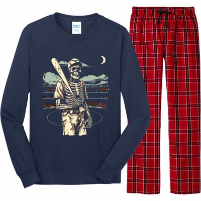 Spooky Creepy Baseball Skeleton Halloween Boy Long Sleeve Pajama Set