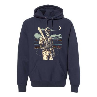 Spooky Creepy Baseball Skeleton Halloween Boy Premium Hoodie