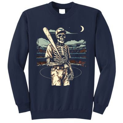 Spooky Creepy Baseball Skeleton Halloween Boy Tall Sweatshirt