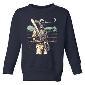 Spooky Creepy Baseball Skeleton Halloween Boy Toddler Sweatshirt