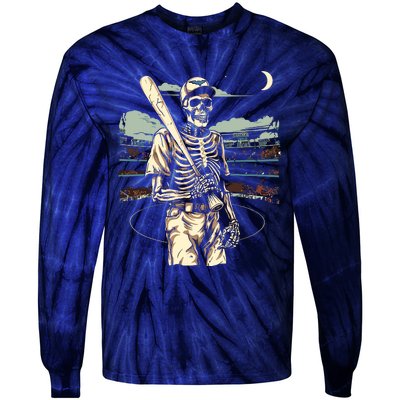 Spooky Creepy Baseball Skeleton Halloween Boy Tie-Dye Long Sleeve Shirt