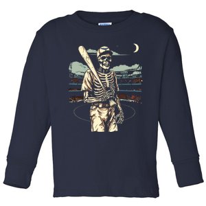 Spooky Creepy Baseball Skeleton Halloween Boy Toddler Long Sleeve Shirt