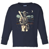 Spooky Creepy Baseball Skeleton Halloween Boy Toddler Long Sleeve Shirt