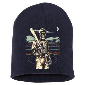 Spooky Creepy Baseball Skeleton Halloween Boy Short Acrylic Beanie