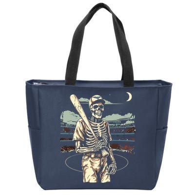 Spooky Creepy Baseball Skeleton Halloween Boy Zip Tote Bag