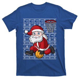 Santa Claus Basketball Dunk Ugly Christmas Pattern Great Gift T-Shirt