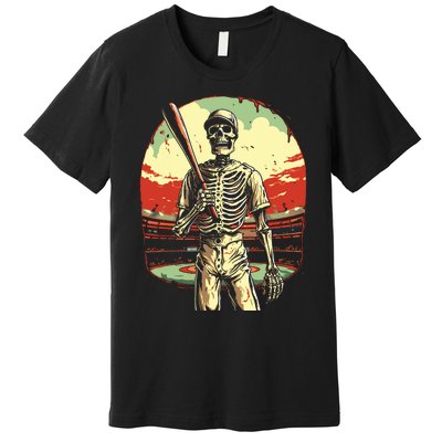 Spooky Creepy Baseball Skeleton Halloween Boy Premium T-Shirt