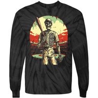 Spooky Creepy Baseball Skeleton Halloween Boy Tie-Dye Long Sleeve Shirt