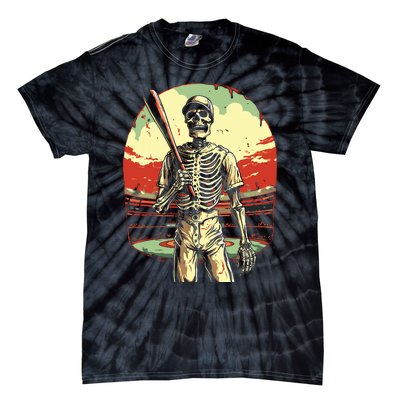 Spooky Creepy Baseball Skeleton Halloween Boy Tie-Dye T-Shirt