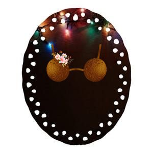 Summer Coconut Bra Halloween Ceramic Oval Ornament