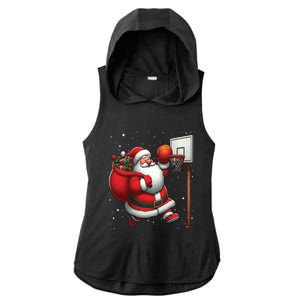 Santa Claus Basketball Player Christmas Snow Gift Ladies PosiCharge Tri-Blend Wicking Draft Hoodie Tank