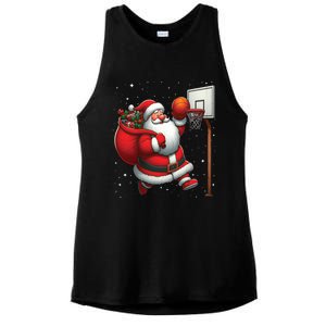 Santa Claus Basketball Player Christmas Snow Gift Ladies PosiCharge Tri-Blend Wicking Tank