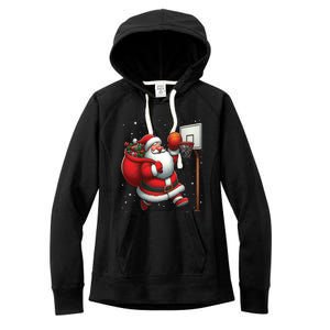 Santa Claus Basketball Player Christmas Snow Gift Women's Fleece Hoodie