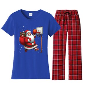 Santa Claus Basketball Player Christmas Snow Gift Women's Flannel Pajama Set