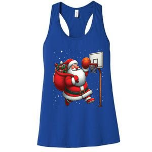 Santa Claus Basketball Player Christmas Snow Gift Women's Racerback Tank