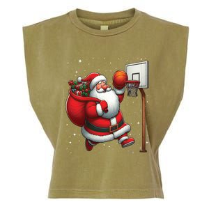 Santa Claus Basketball Player Christmas Snow Gift Garment-Dyed Women's Muscle Tee