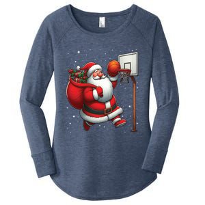 Santa Claus Basketball Player Christmas Snow Gift Women's Perfect Tri Tunic Long Sleeve Shirt