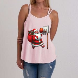 Santa Claus Basketball Player Christmas Snow Gift Women's Strappy Tank