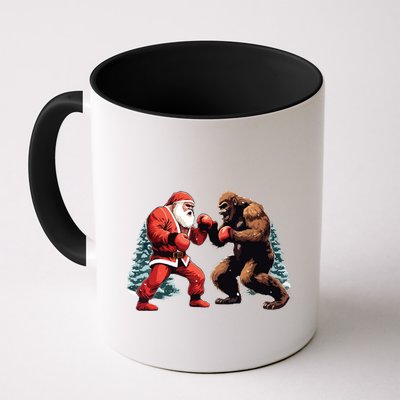 Santa Claus Boxing Bigfoot Sasquatch Christmas Mug