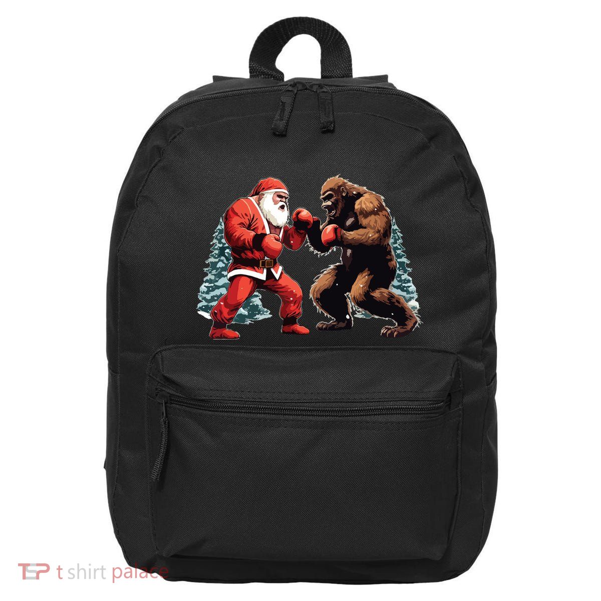 Santa Claus Boxing Bigfoot Sasquatch Christmas 16 in Basic Backpack