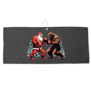 Santa Claus Boxing Bigfoot Sasquatch Christmas Large Microfiber Waffle Golf Towel