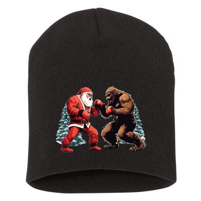 Santa Claus Boxing Bigfoot Sasquatch Christmas Short Acrylic Beanie