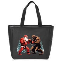 Santa Claus Boxing Bigfoot Sasquatch Christmas Zip Tote Bag