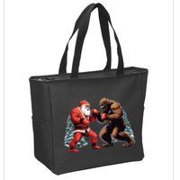 Santa Claus Boxing Bigfoot Sasquatch Christmas Zip Tote Bag