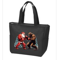 Santa Claus Boxing Bigfoot Sasquatch Christmas Zip Tote Bag