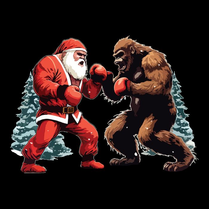 Santa Claus Boxing Bigfoot Sasquatch Christmas Zip Tote Bag