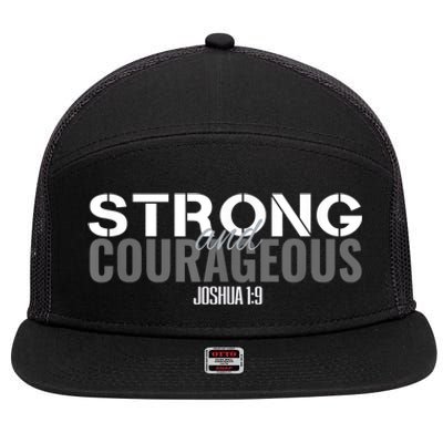 Strong & Courageous Bible Verse For Women Men Christian 7 Panel Mesh Trucker Snapback Hat