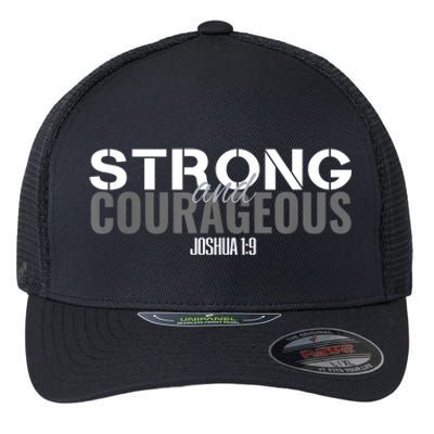 Strong & Courageous Bible Verse For Women Men Christian Flexfit Unipanel Trucker Cap