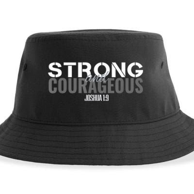 Strong & Courageous Bible Verse For Women Men Christian Sustainable Bucket Hat