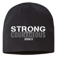 Strong & Courageous Bible Verse For Women Men Christian Sustainable Beanie