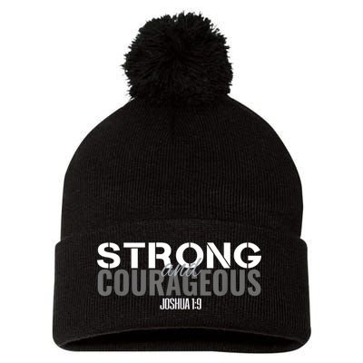 Strong & Courageous Bible Verse For Women Men Christian Pom Pom 12in Knit Beanie