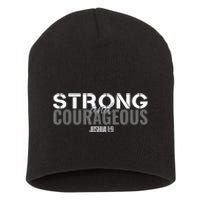 Strong & Courageous Bible Verse For Women Men Christian Short Acrylic Beanie