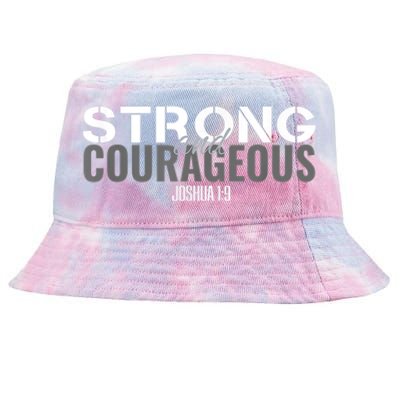 Strong & Courageous Bible Verse For Women Men Christian Tie-Dyed Bucket Hat