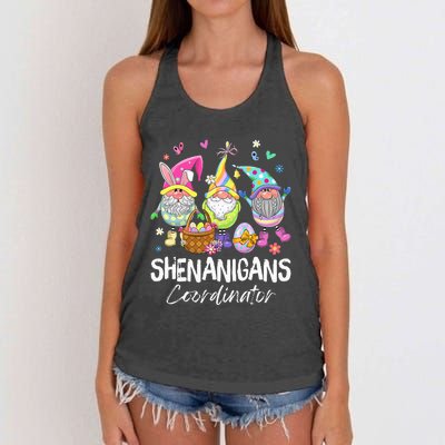 Shenanigan Coordinator Bunny Spring Hunt Eggs Women's Knotted Racerback Tank