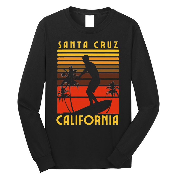 Santa Cruz Beach California Surfing Surfer Ocean Vintage Long Sleeve Shirt