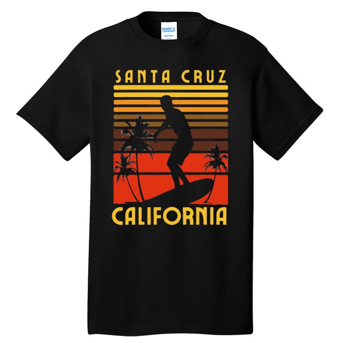 Santa Cruz Beach California Surfing Surfer Ocean Vintage Tall T-Shirt