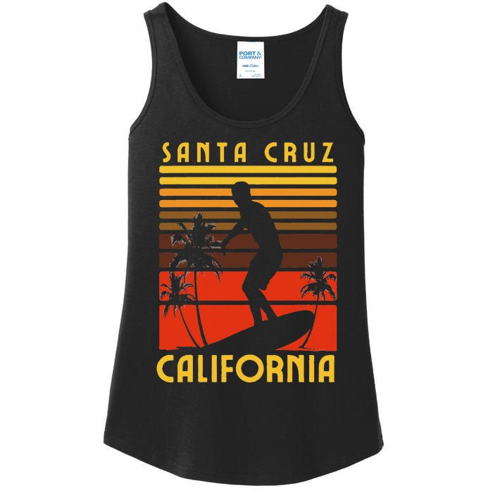 Santa Cruz Beach California Surfing Surfer Ocean Vintage Ladies Essential Tank